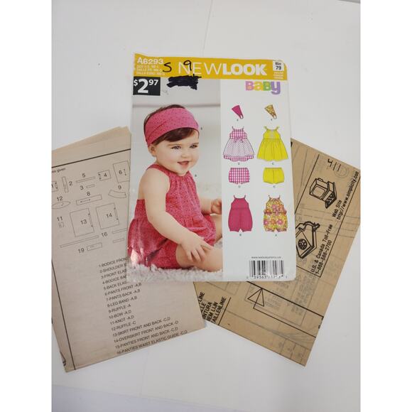 New Look A6293 Uncut Baby Infant Dress, Bloomers, Headband, Size NB- L - Picture 3 of 3